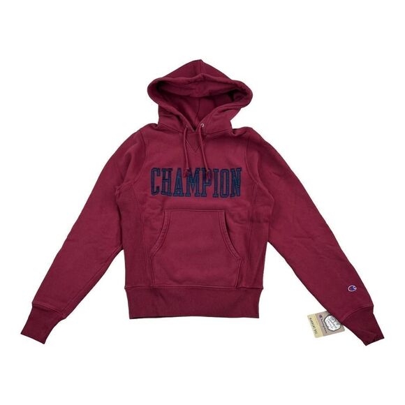New Champion Men US XS Red Fleece Hoody Logo Pullover Comfort Sweatshirt Sport  - Picture 1 of 9